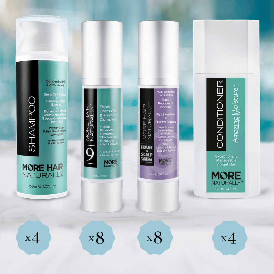 More Hair Naturally Super Kit Plus for Hair Growth. The Ultimate Hair Thickening Restoration Kit For Thinning Hair And Hair Loss. More Hair Naturally 9.